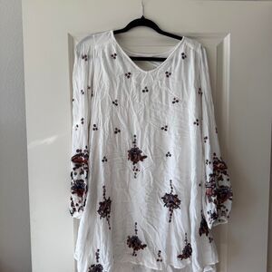 Free People White Floral Cottage Core Dress Boho